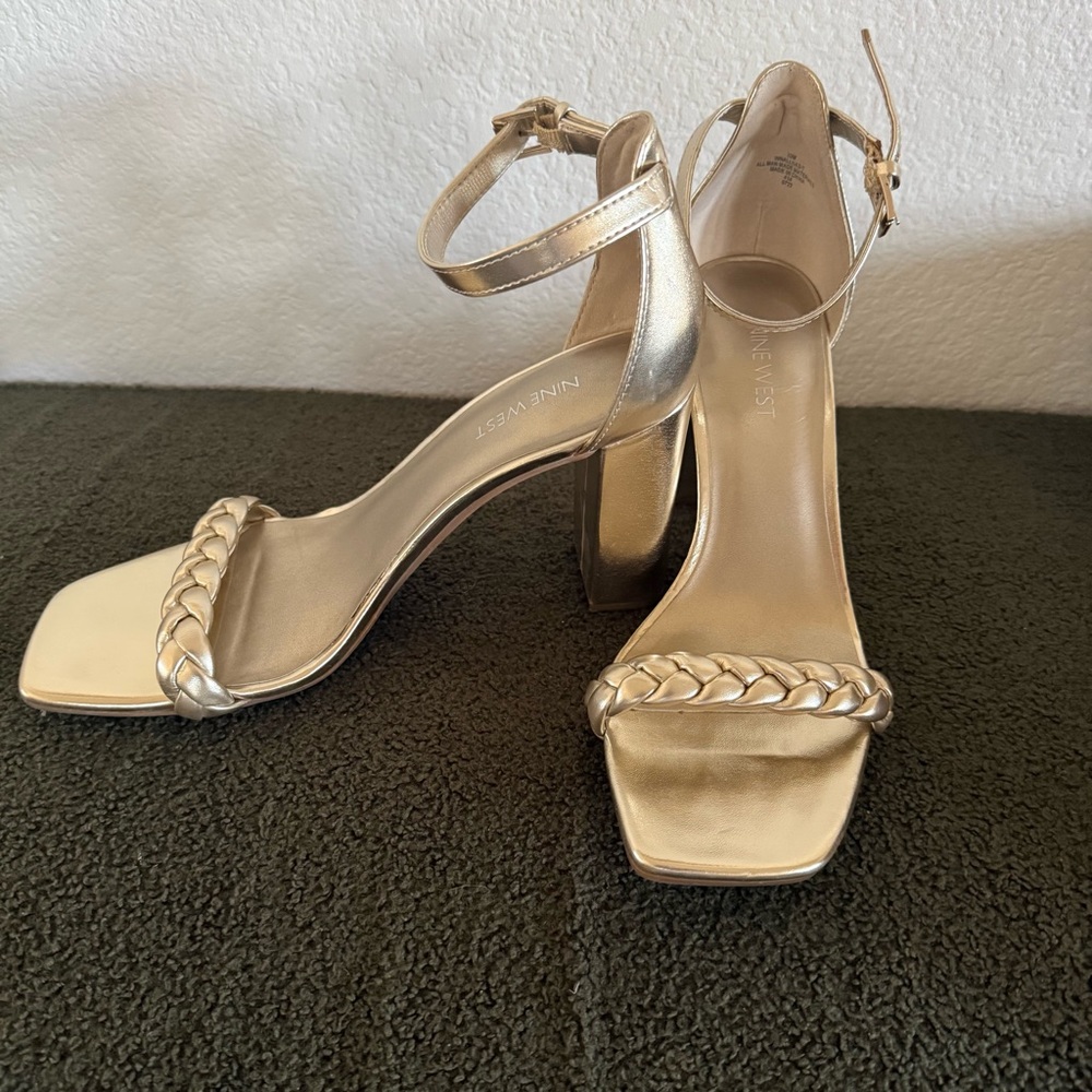 Nina Gold Braided Strap Heels